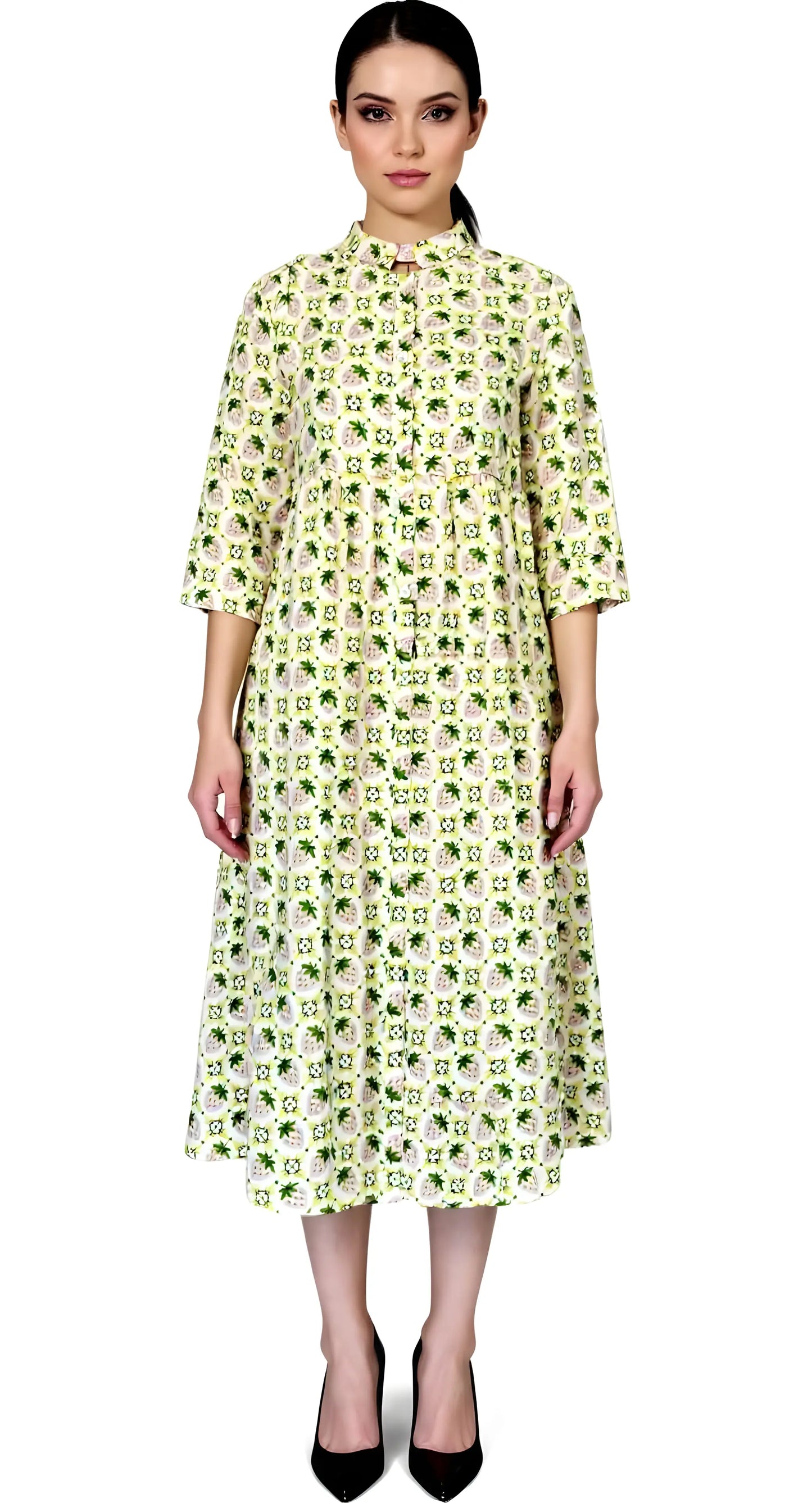 Cream Strawberry Maxi Dress