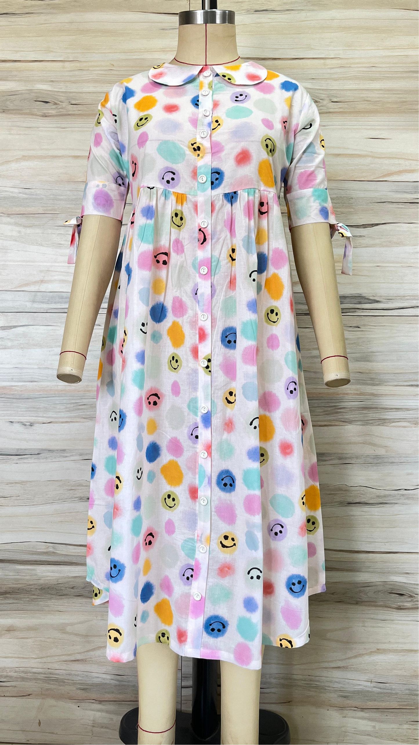 White Smiley Maxi Dress