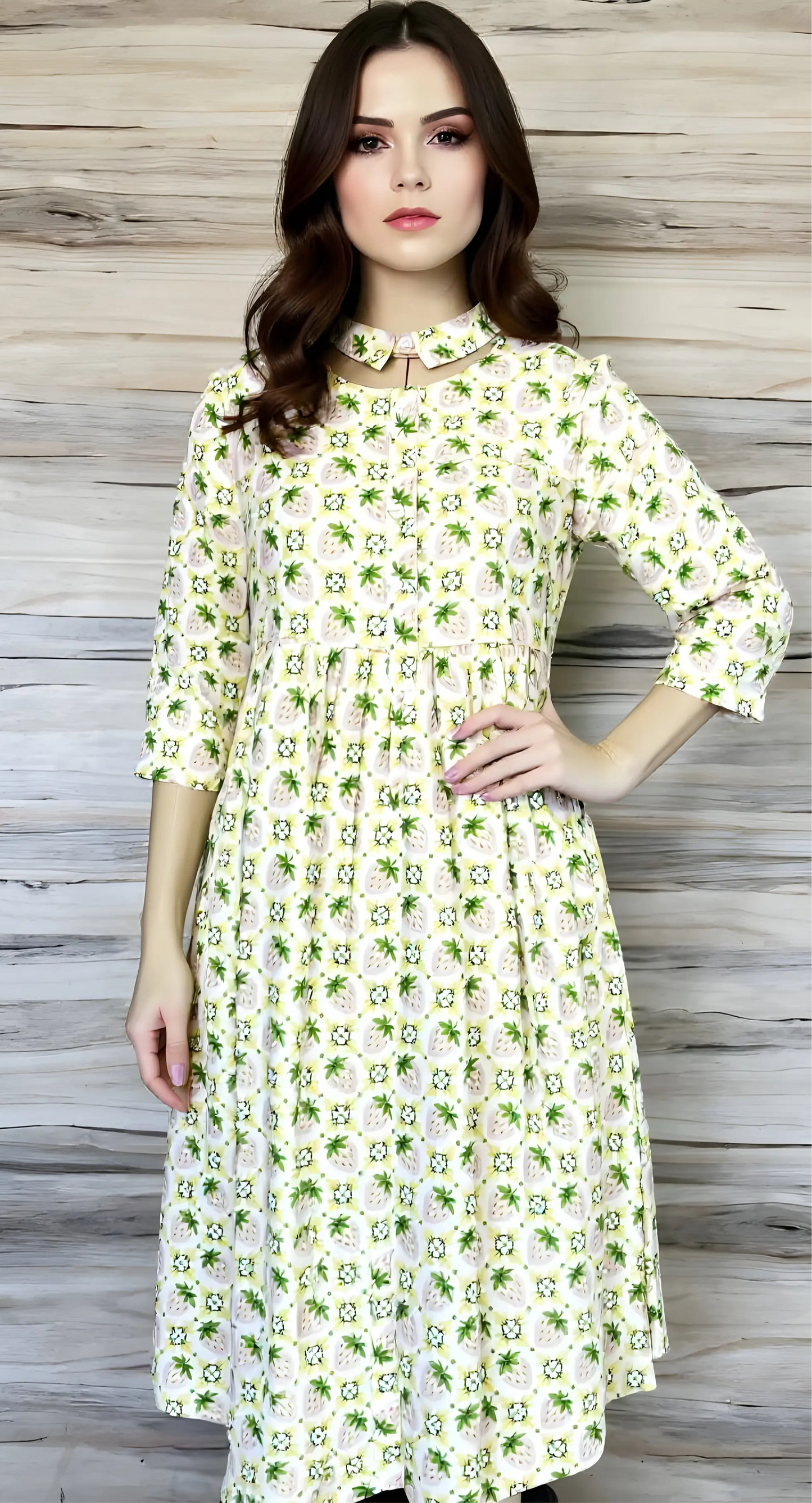 Cream Strawberry Maxi Dress