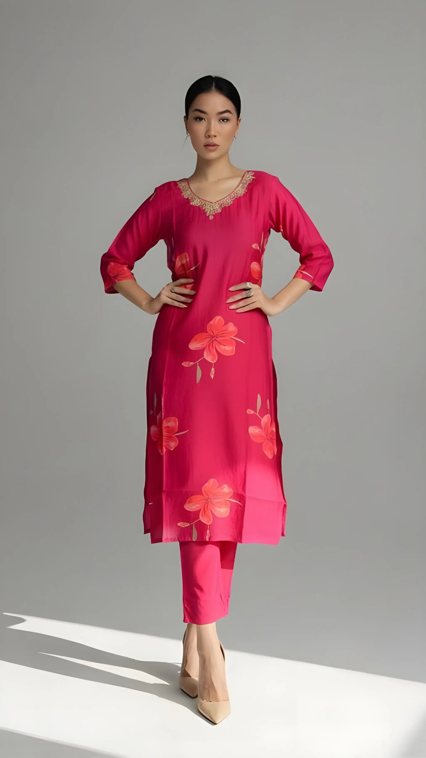 Scarlet Floret Kurti Set