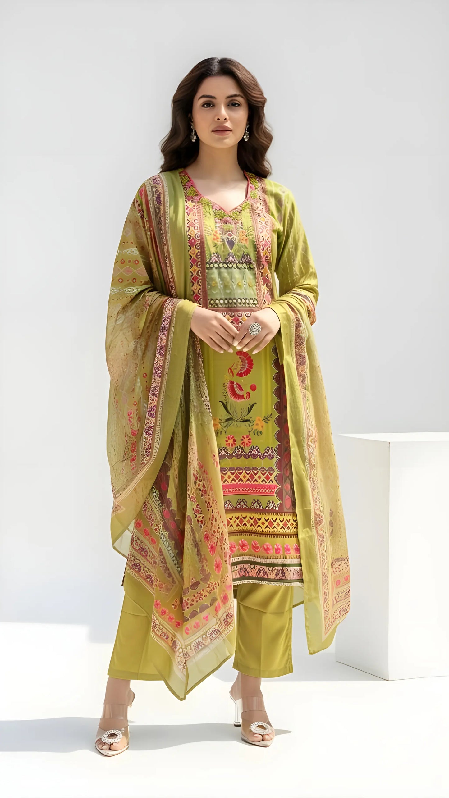 Olive Bloom Kurthi Set