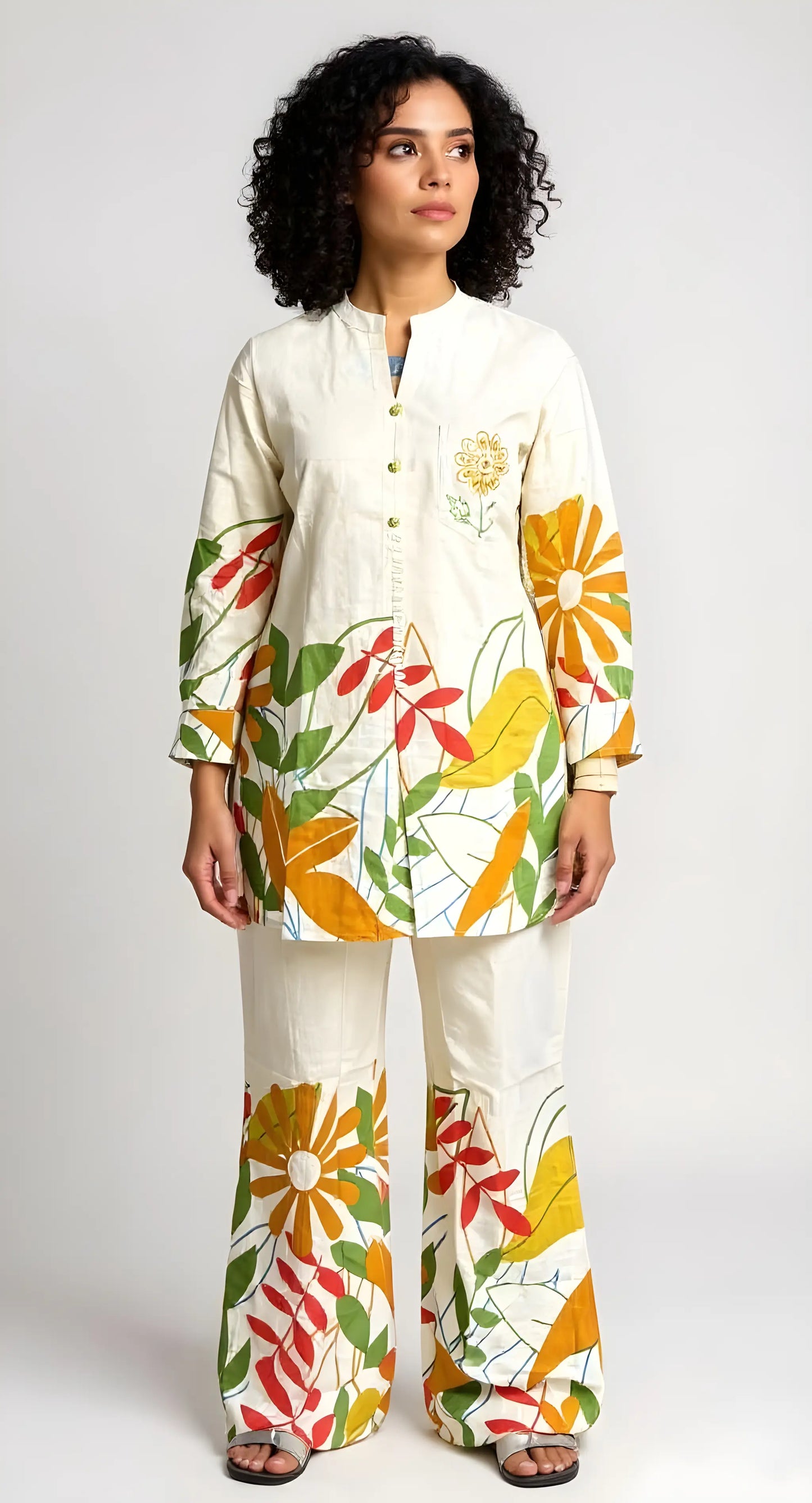 Cream White Botanical Coord set