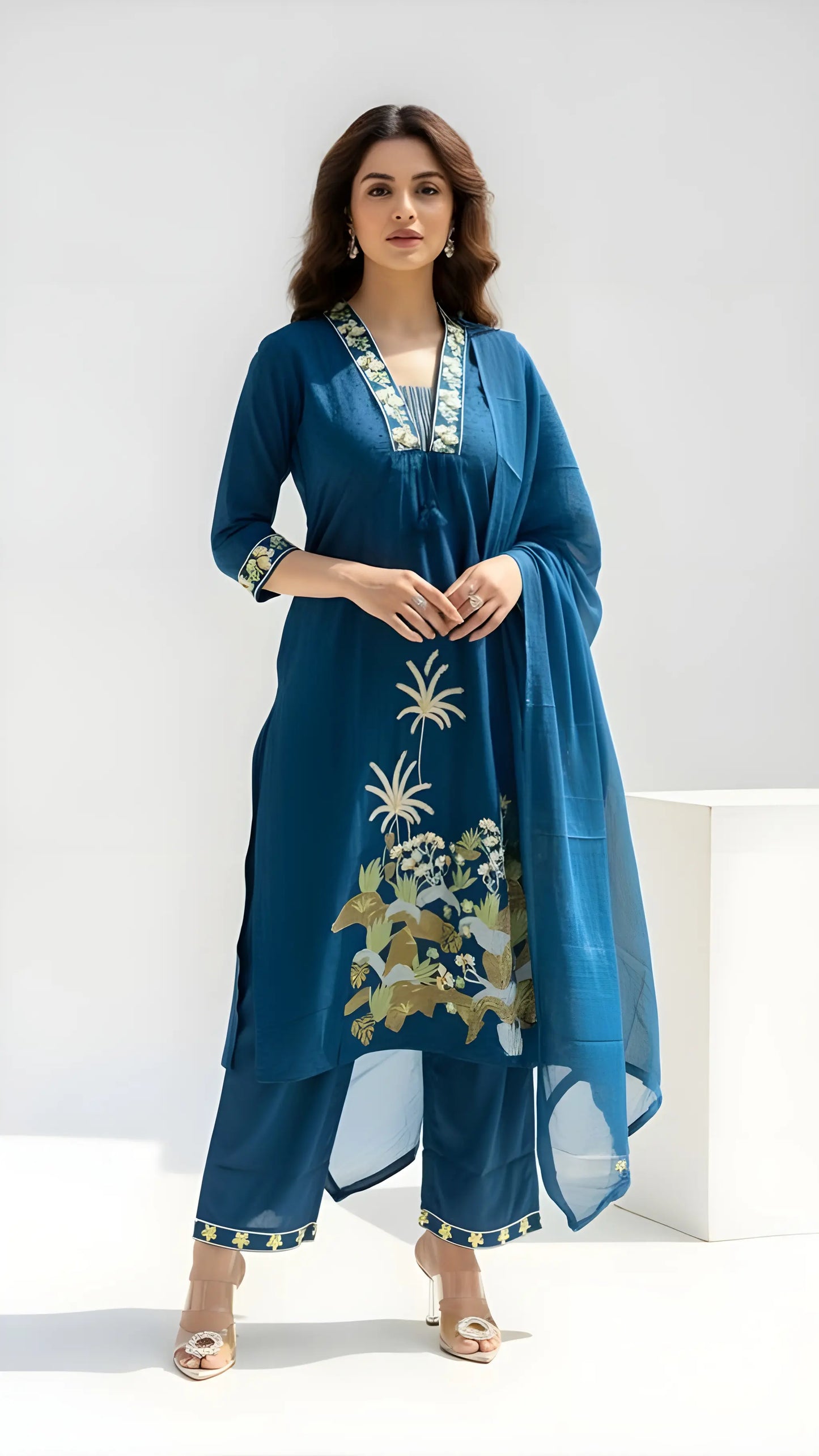 Prussian Midnight Bloom Suit Set
