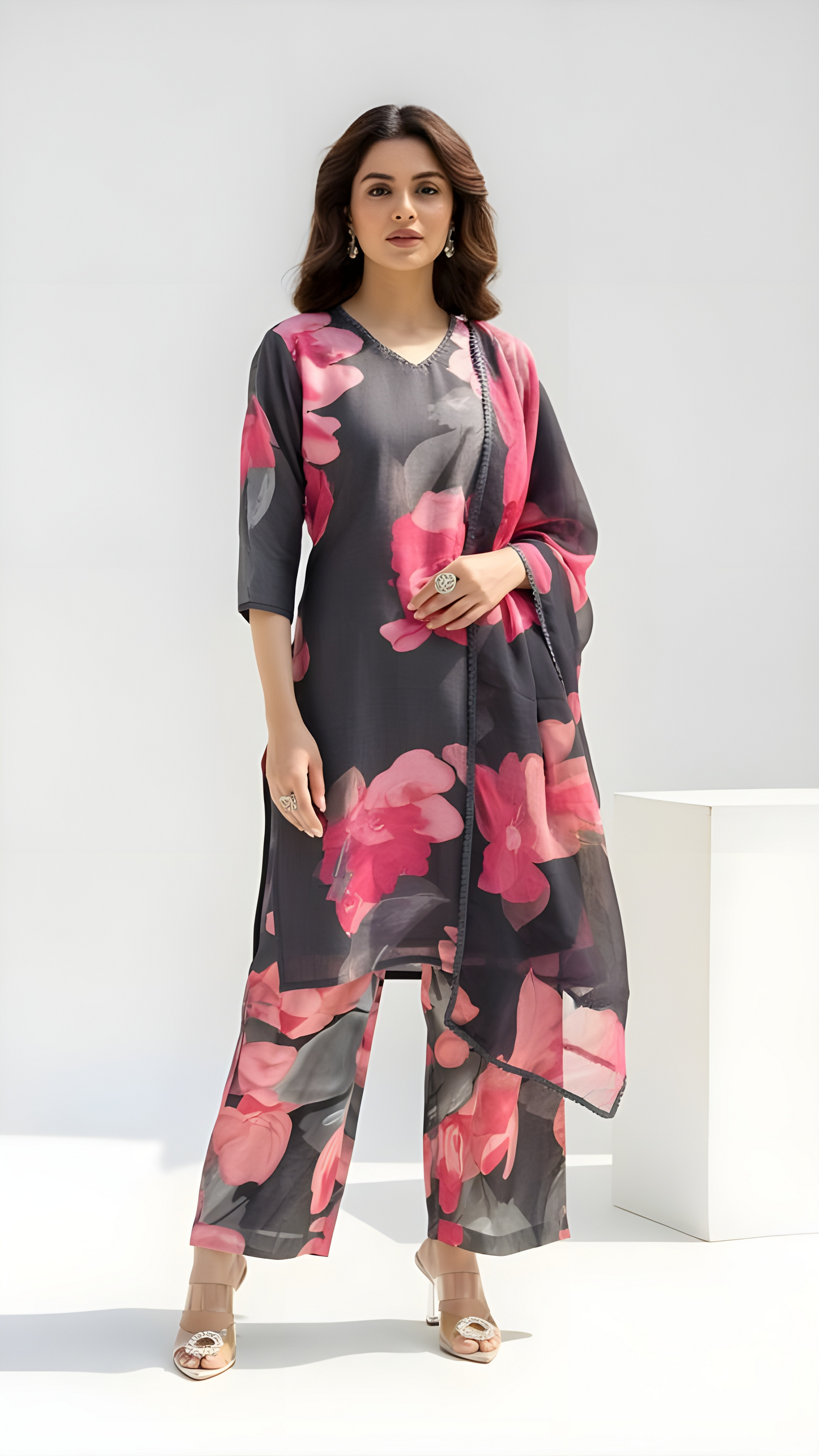 Midnight Floral Kurthi Set