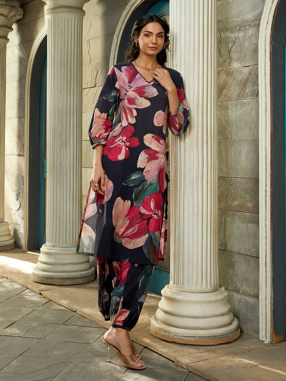 Midnight Floral Kurthi Set