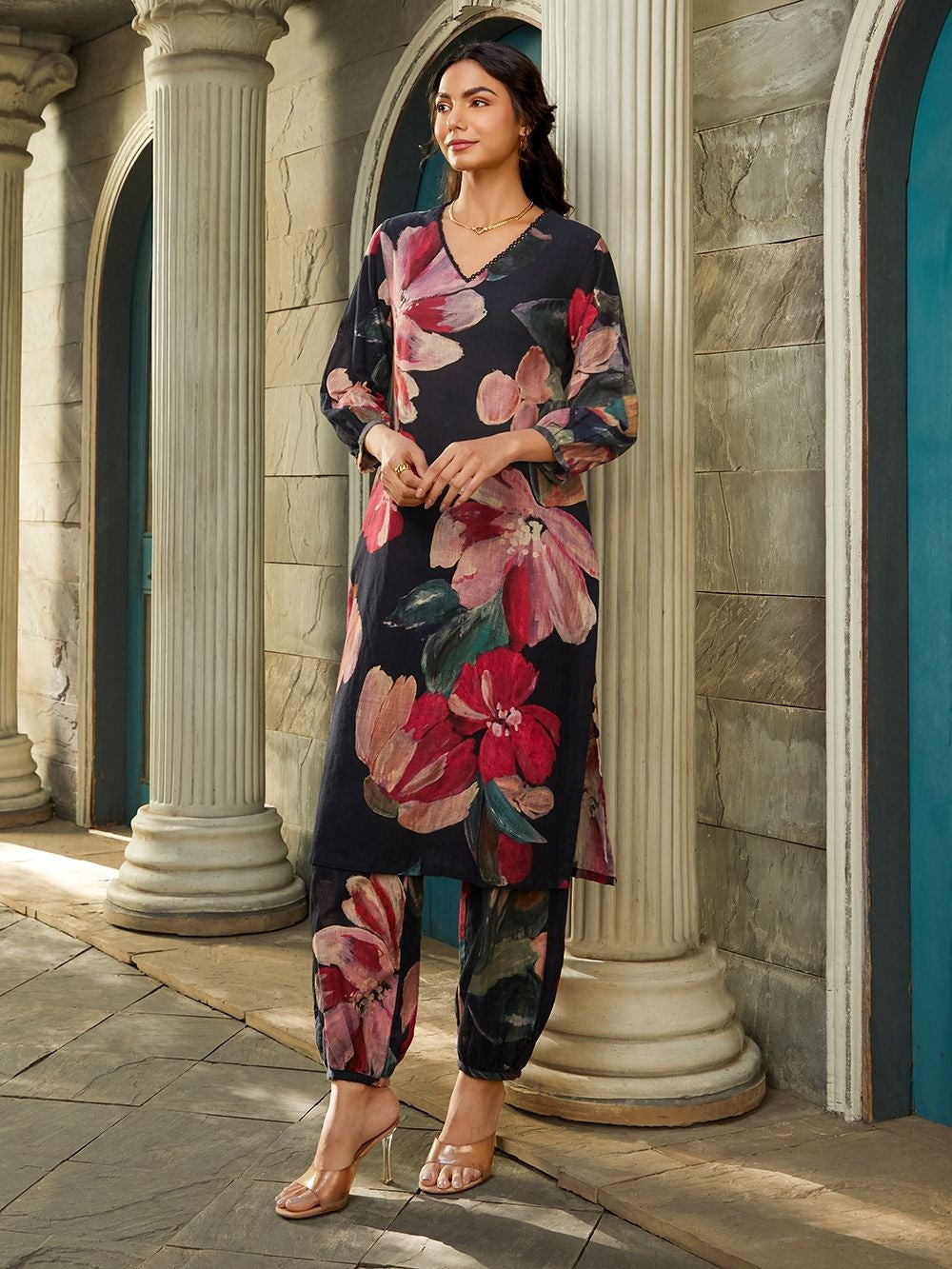 Midnight Floral Kurthi Set
