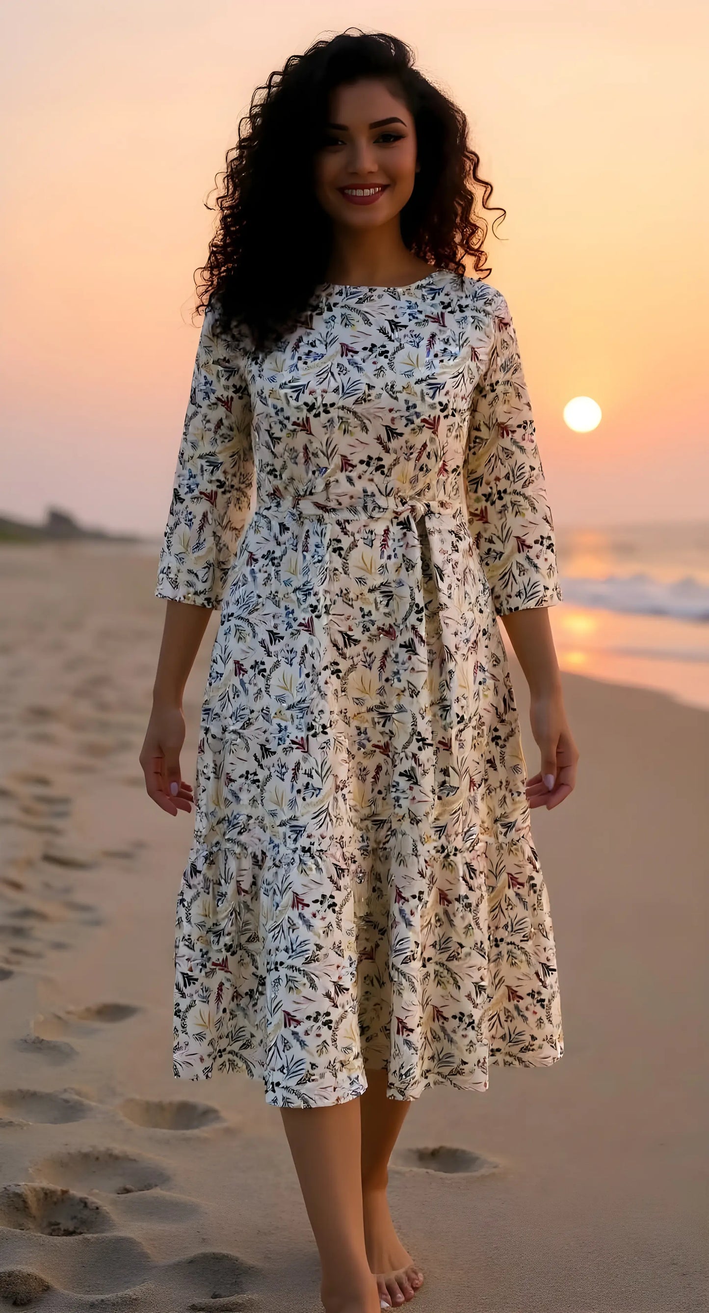 Ecru Floral Maxi Dress