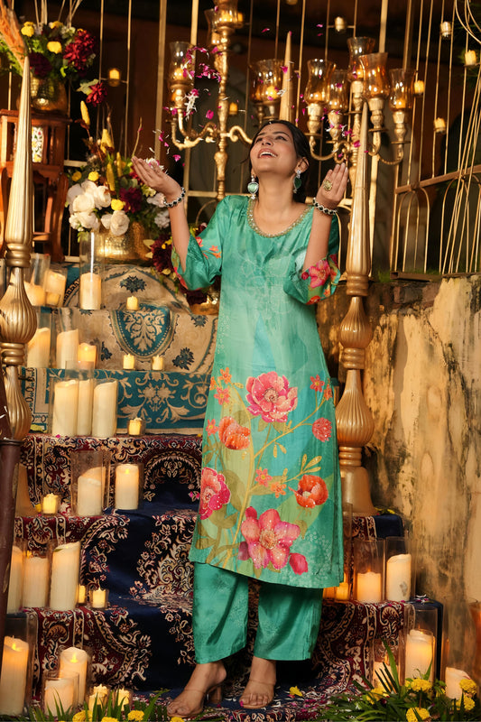 Teal Bloom Coord Set - Gajal