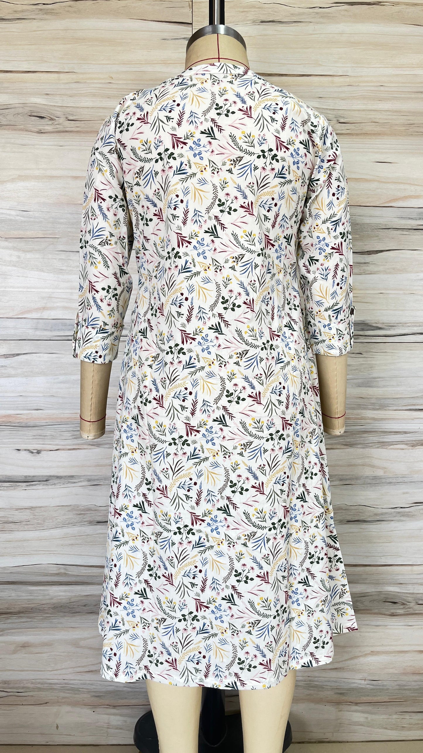 Ecru Botanical Button-down Maxi Dress