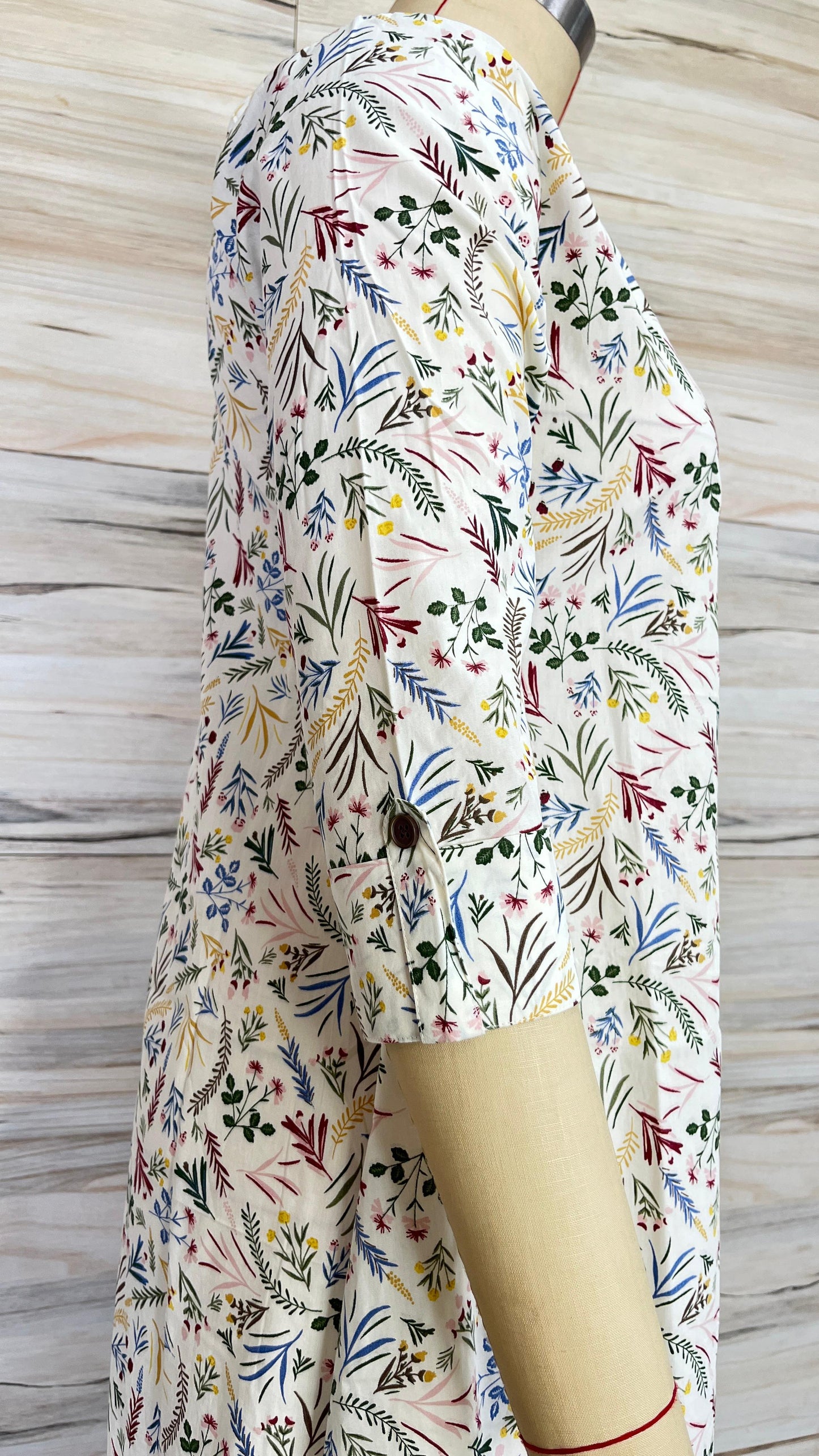 Ecru Botanical Button-down Maxi Dress