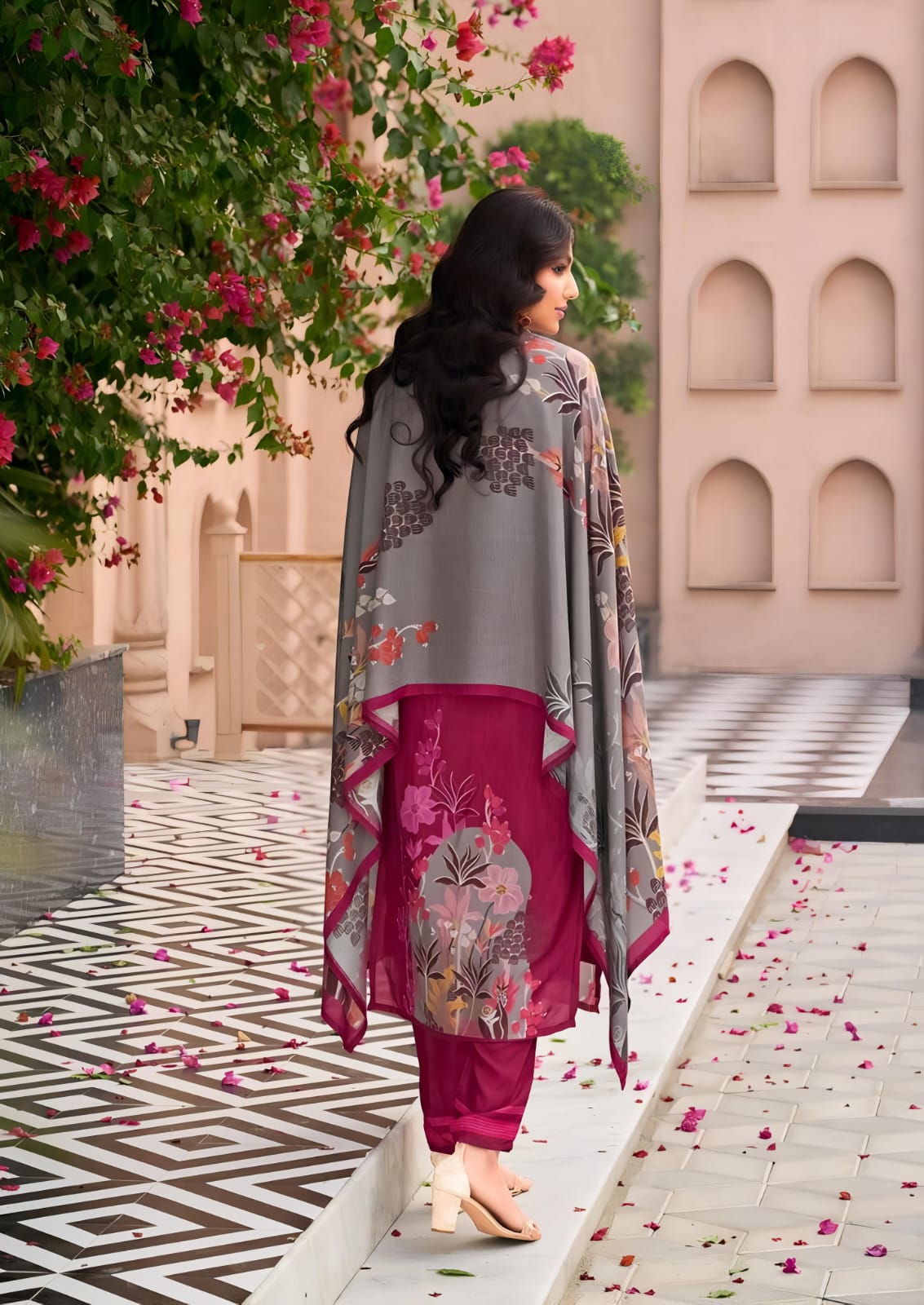 Crimson Blossom Suit Set