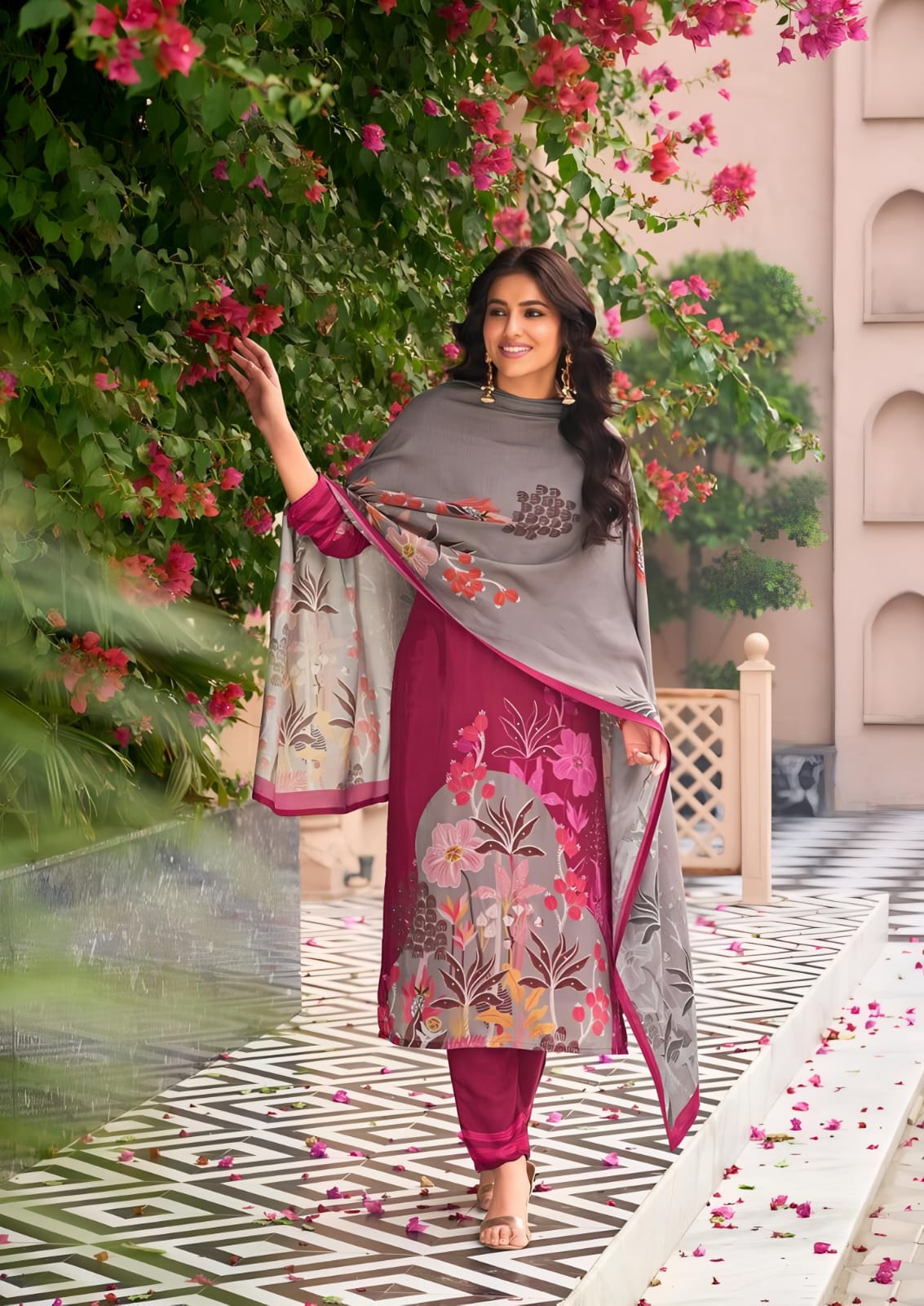 Crimson Blossom Suit Set