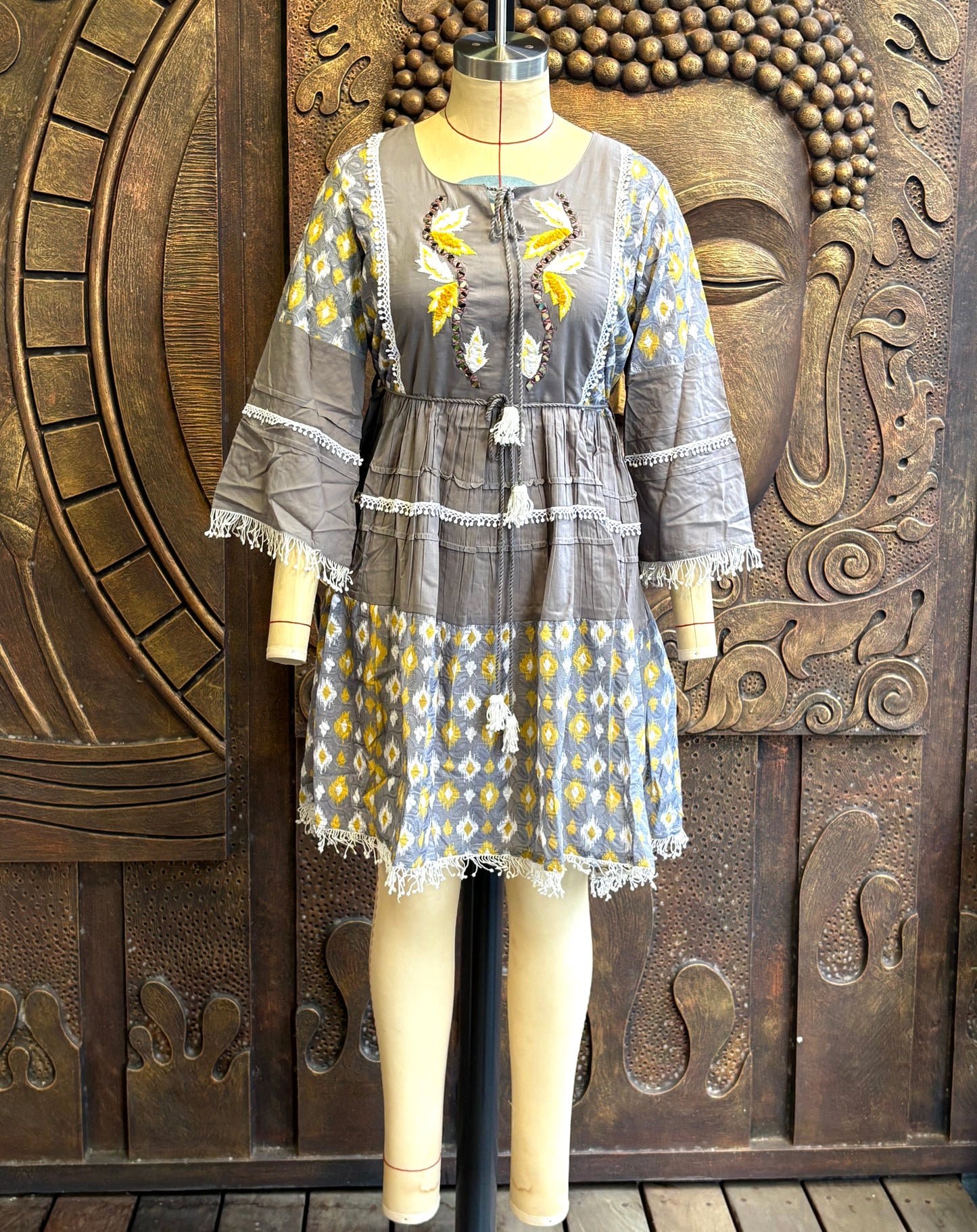 Grey Ditsy Tunic Dress