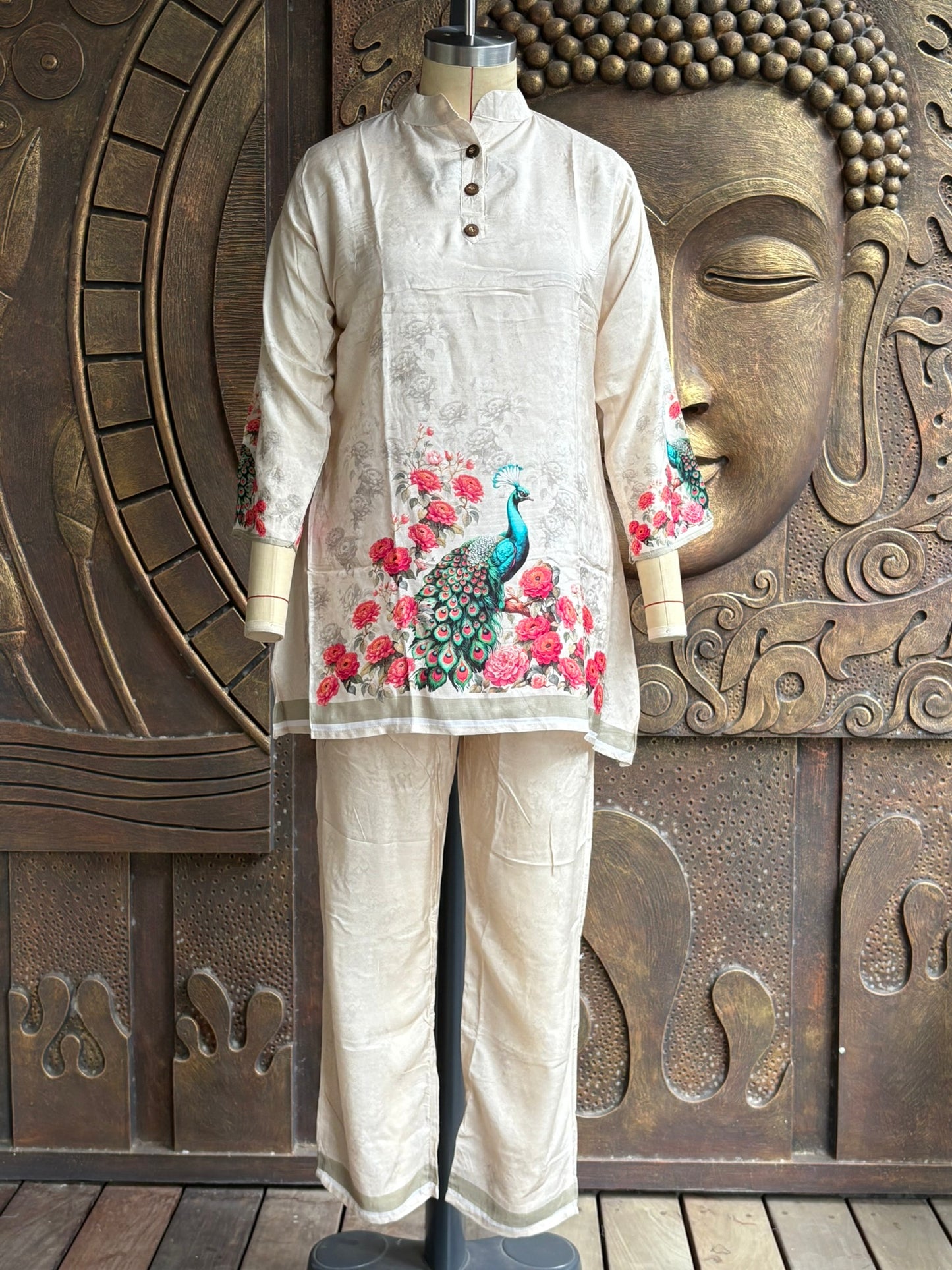 White Peacock Coord Set
