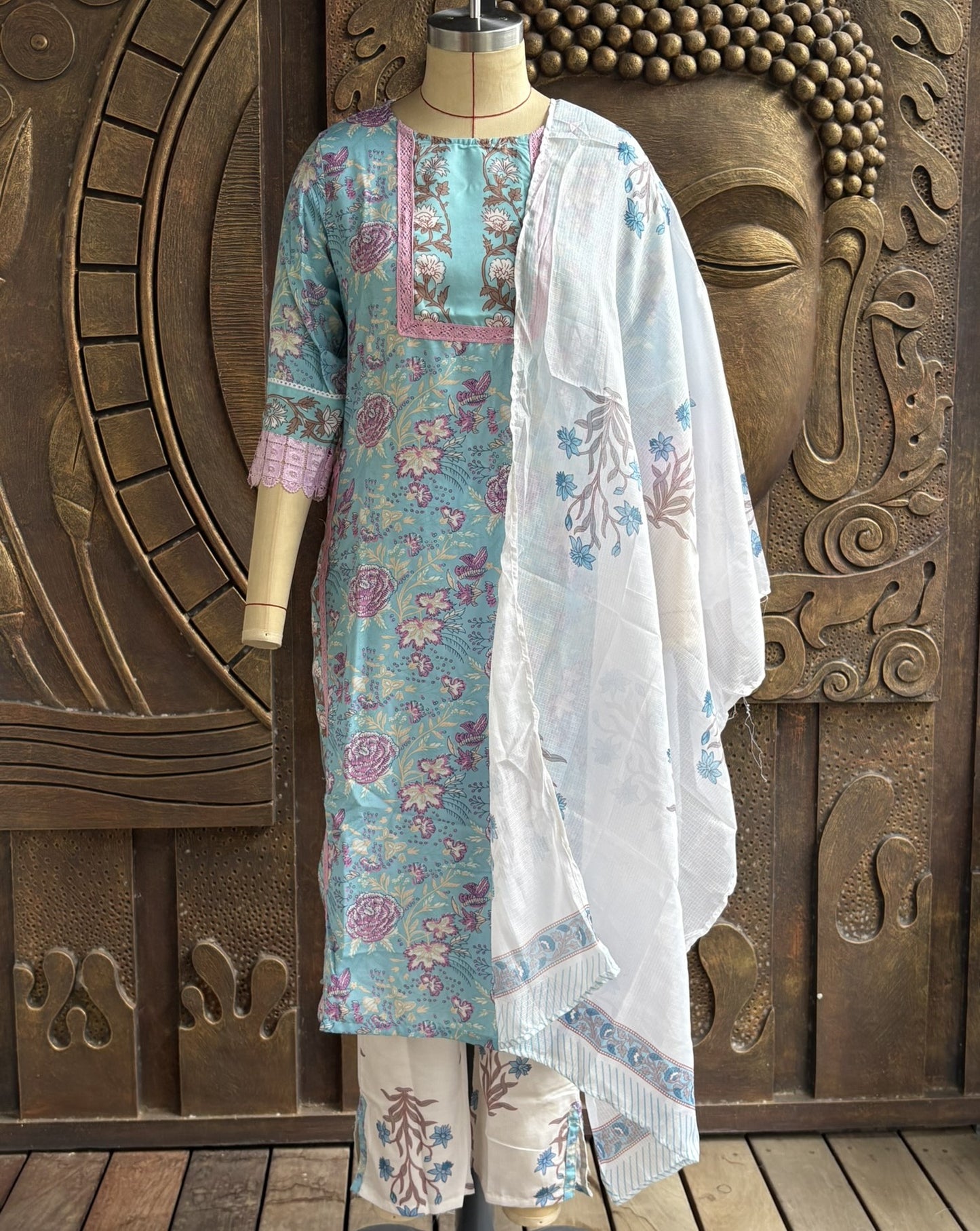 Blue Breeze Kurtha Suit Set