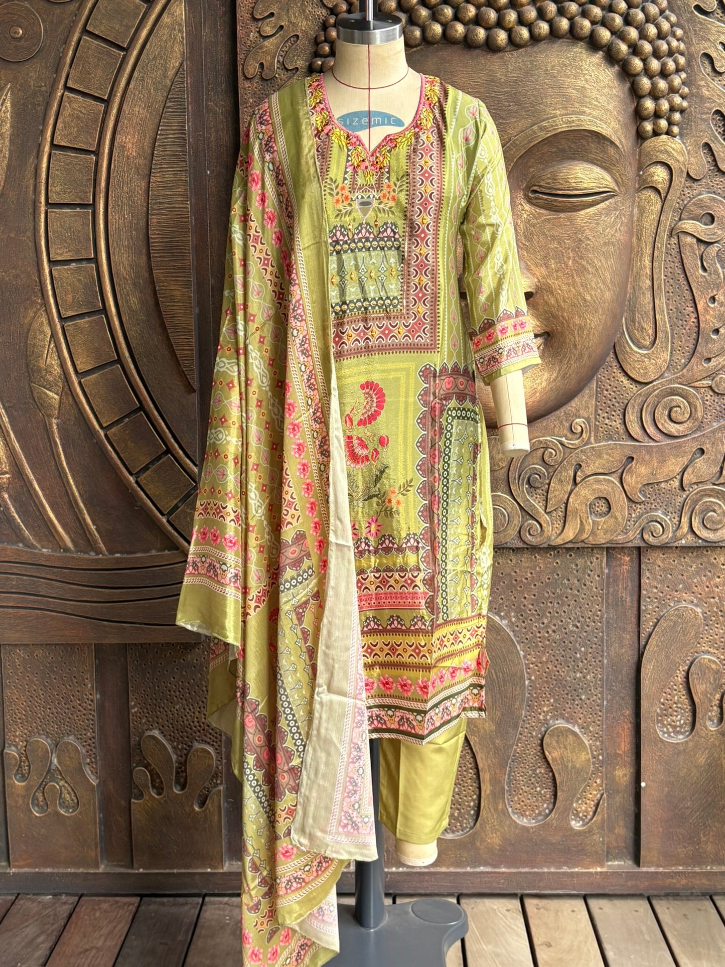Olive Bloom Kurthi Set