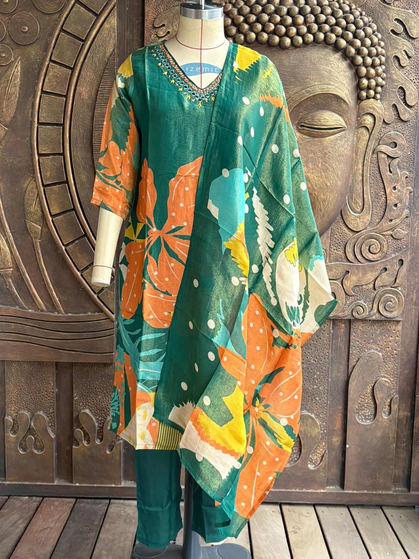 Green Floral Suit Set