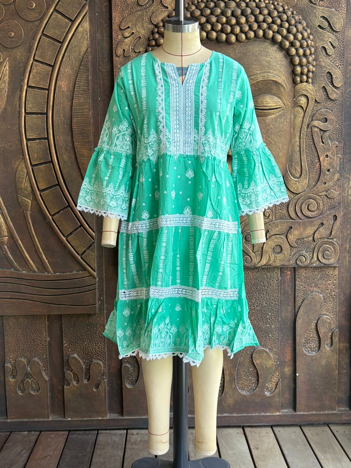 Emerald Green Embroidered Tunic Dress