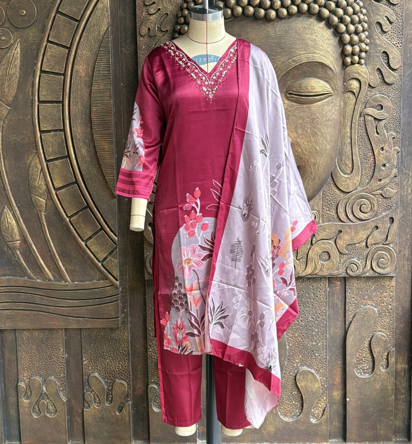 Crimson Blossom Suit Set