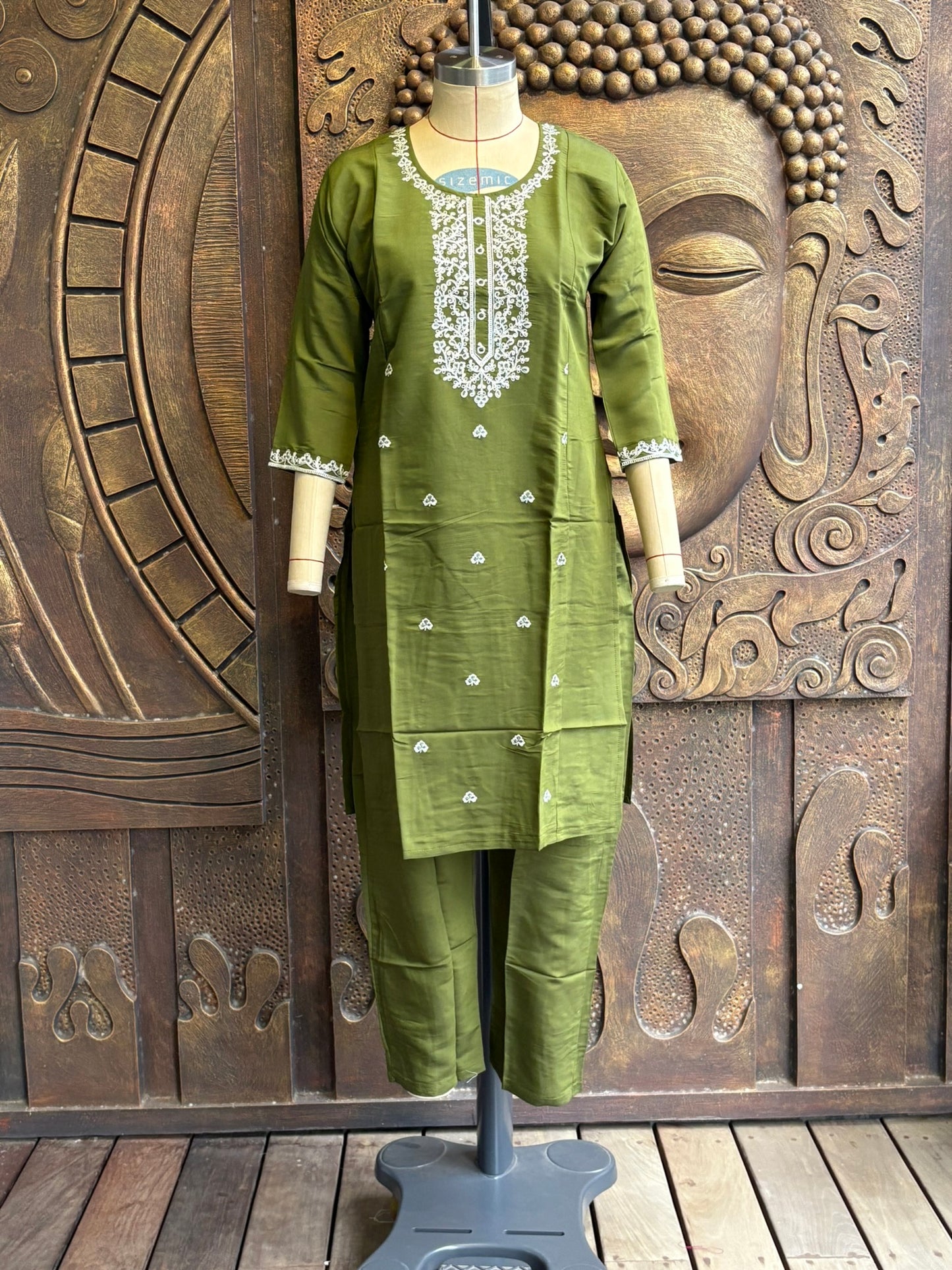Olive Green Kurtha Suit Set