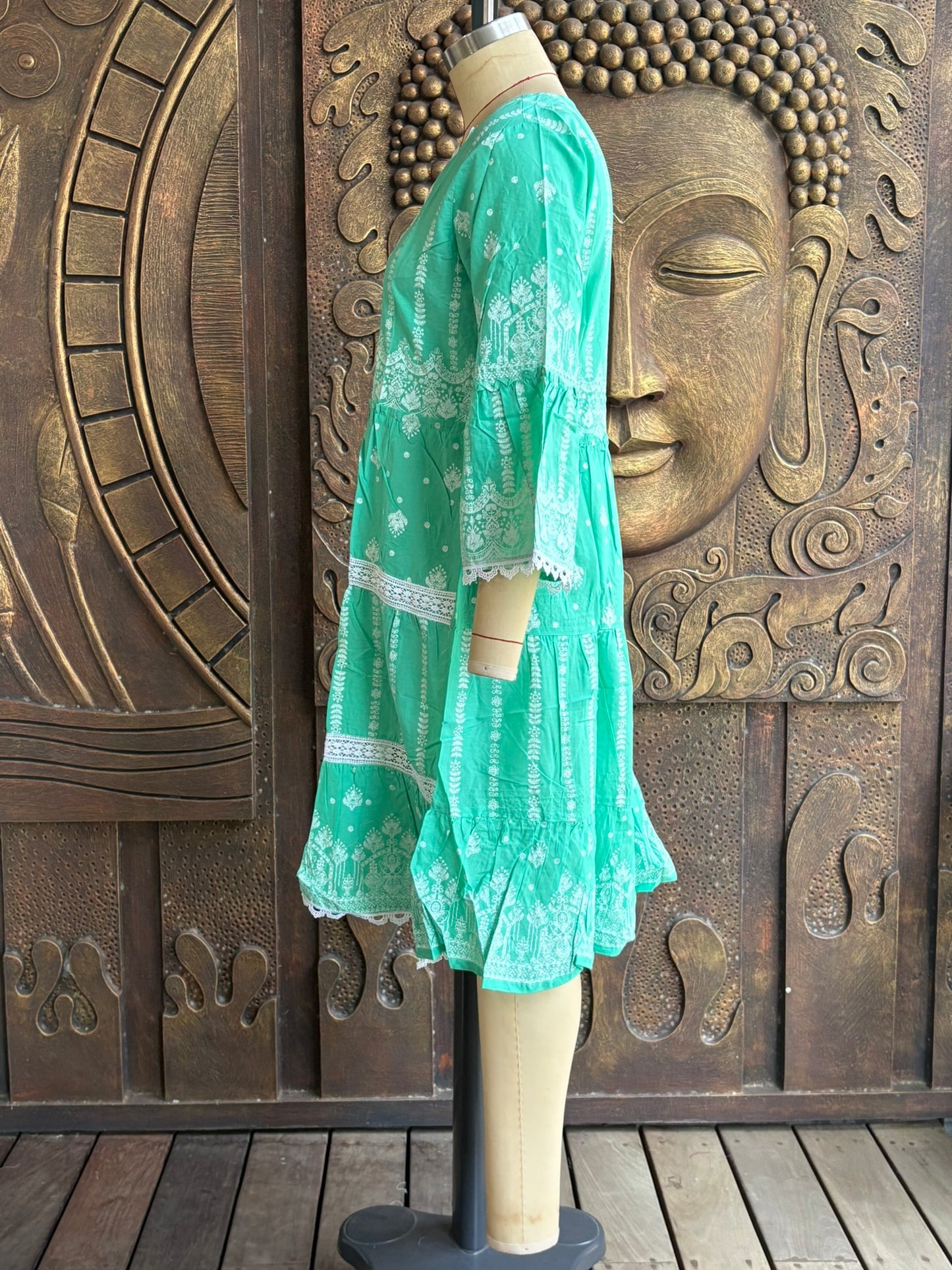 Emerald Green Embroidered Tunic Dress