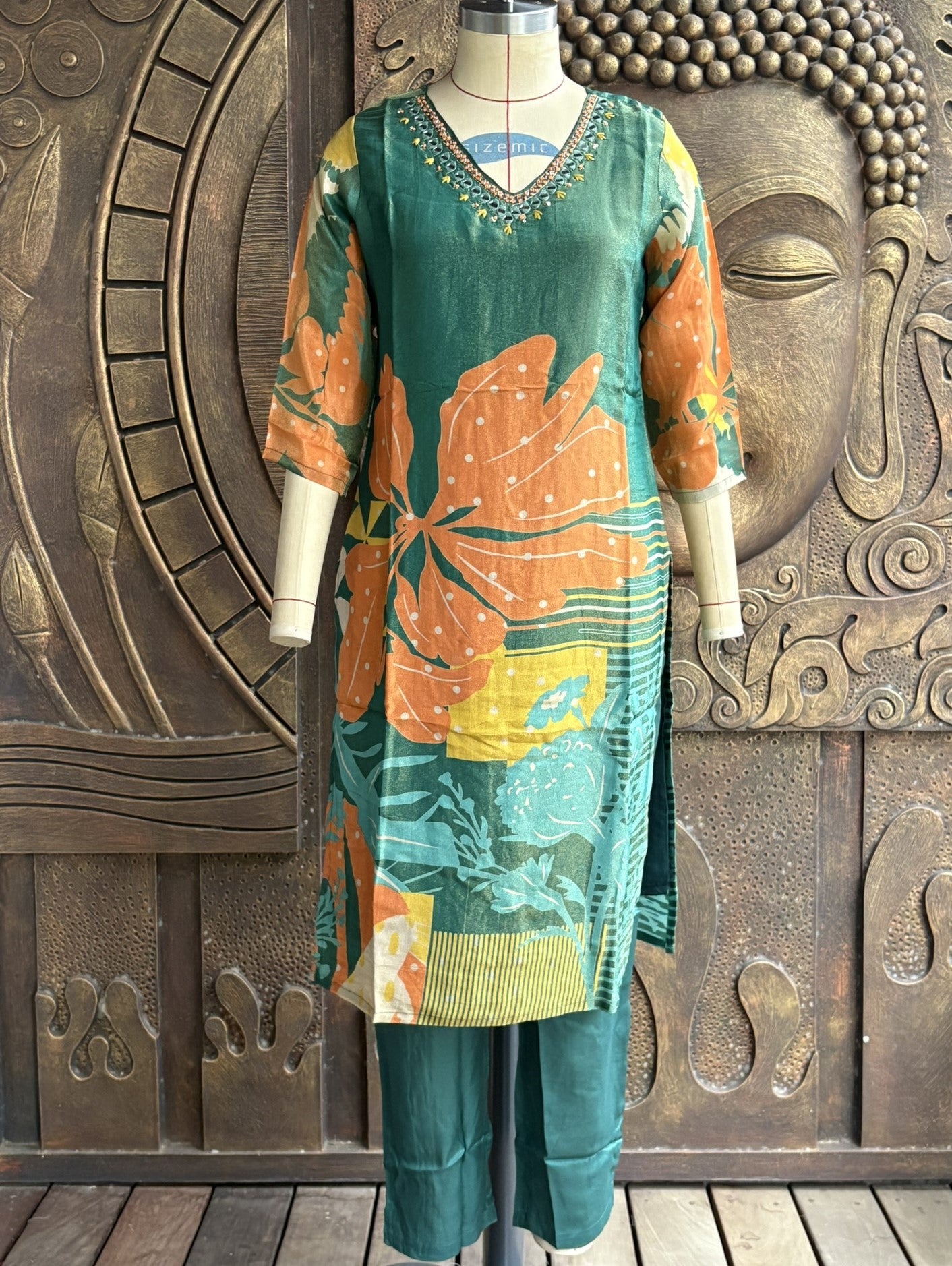 Green Floral Suit Set