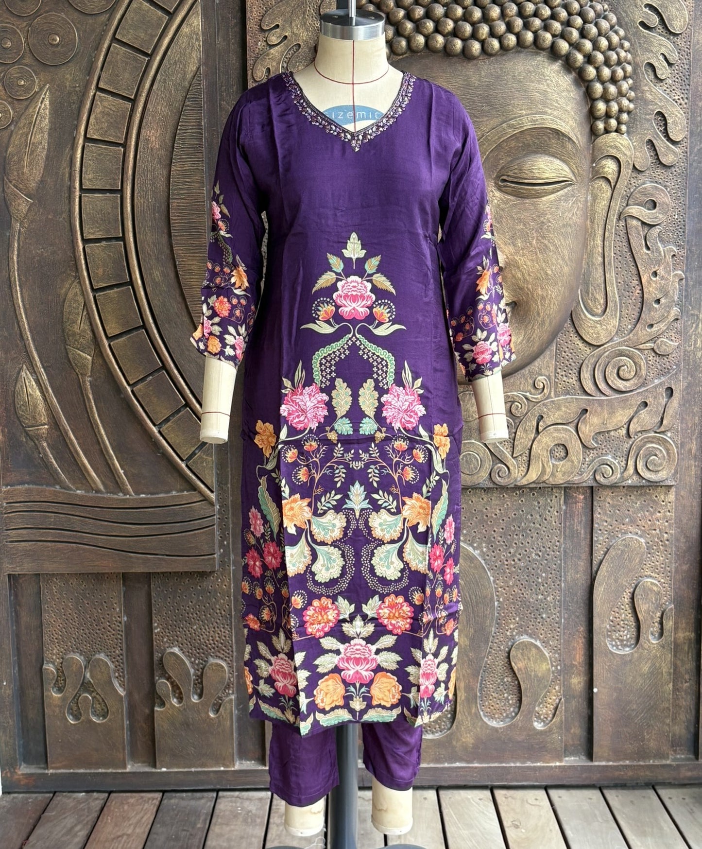 Purple Floral Mulchandery Suit Set