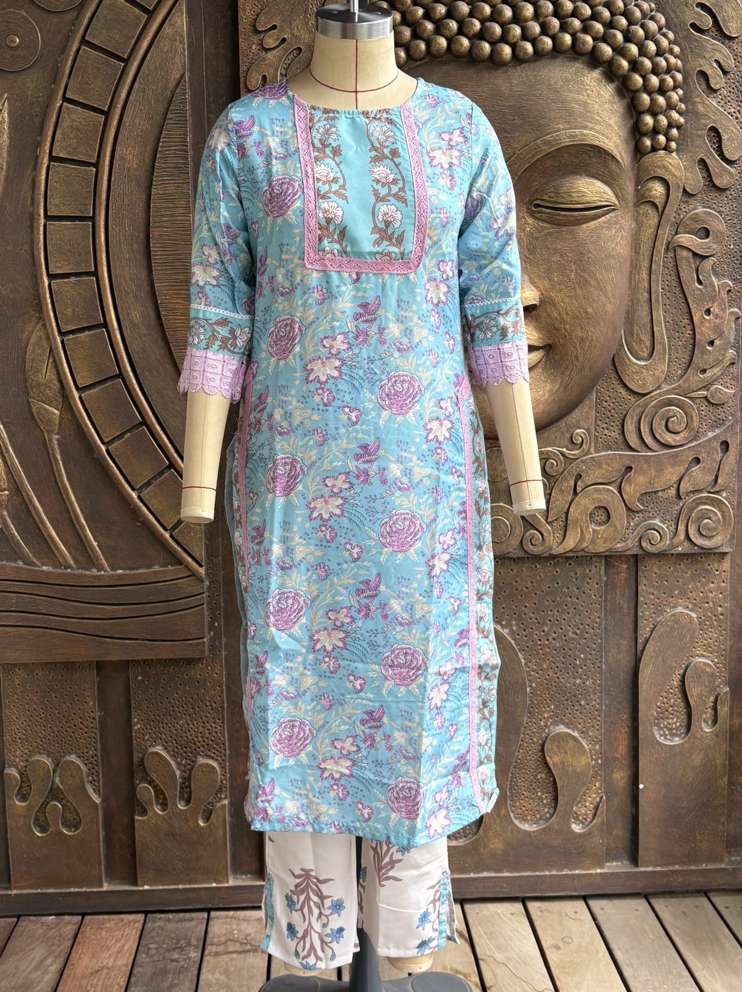 Blue Breeze Kurtha Suit Set