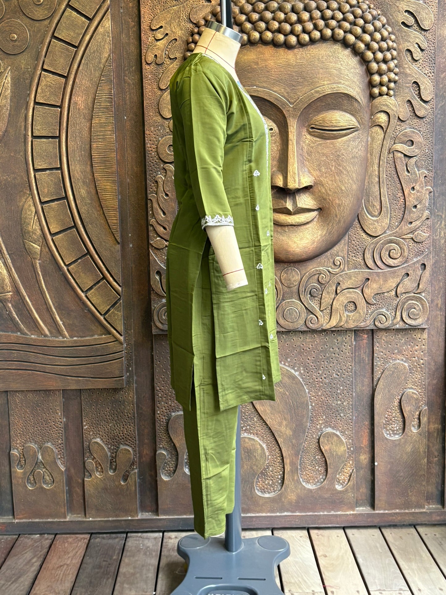 Olive Green Kurtha Suit Set