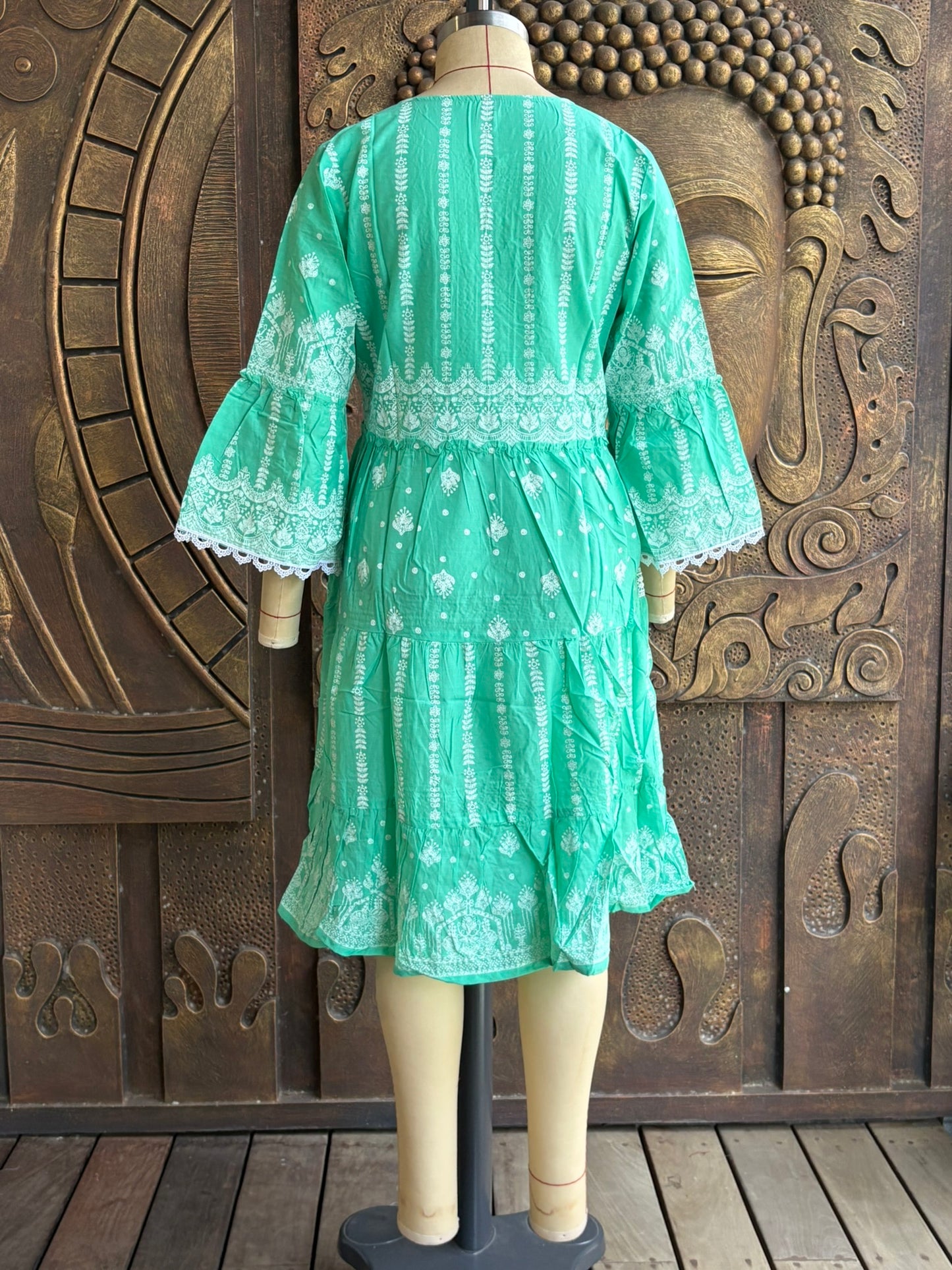 Emerald Green Embroidered Tunic Dress
