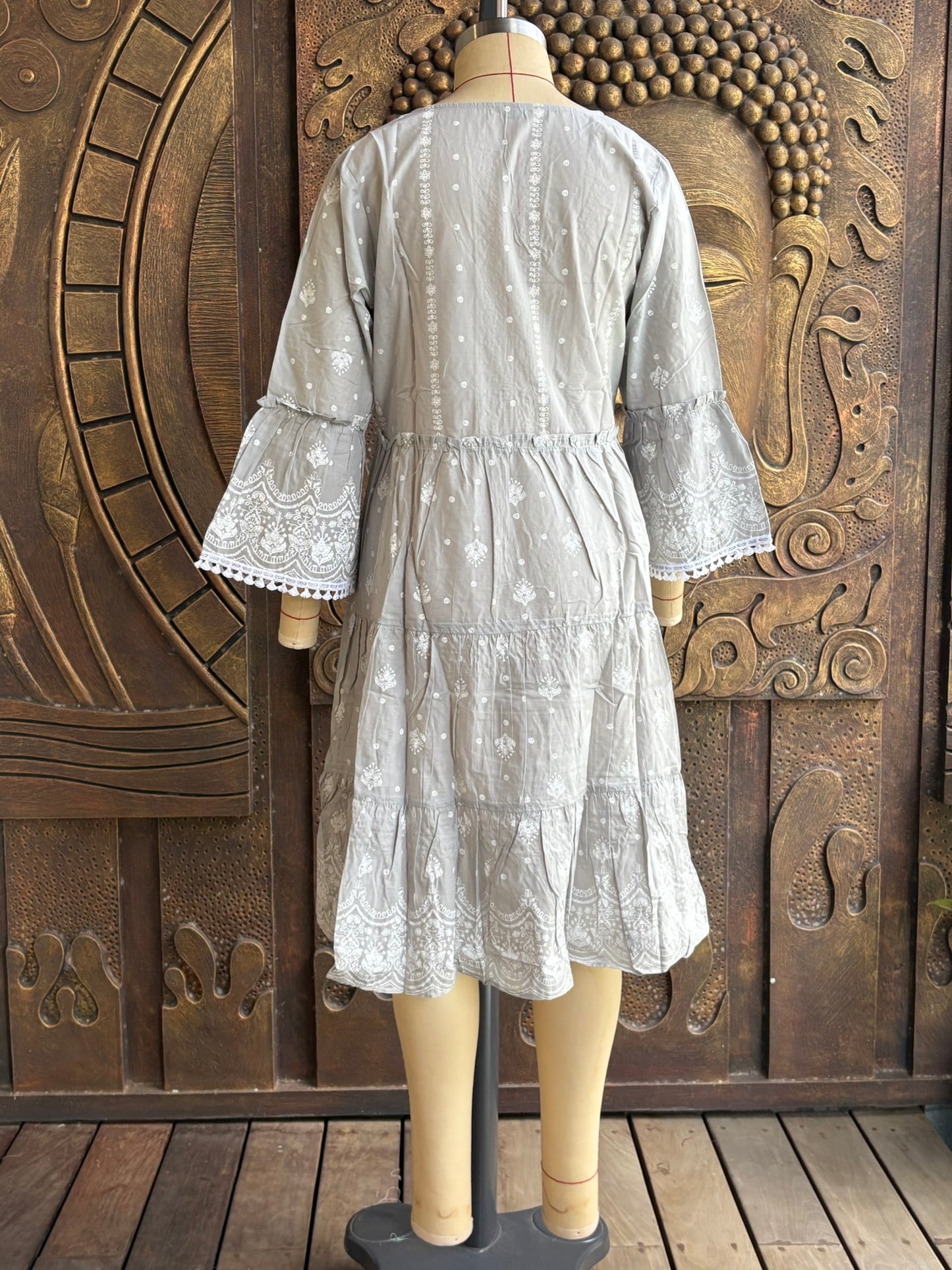 Grey Embroidered Tunic Dress