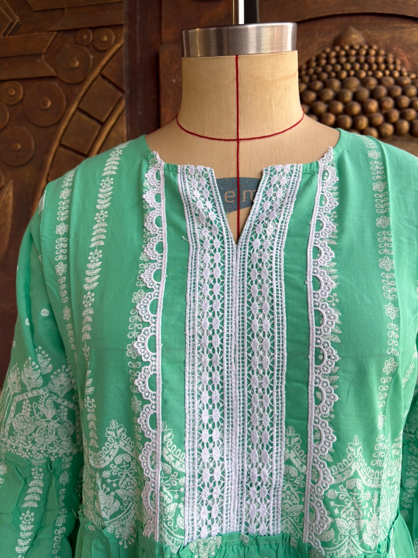 Emerald Green Embroidered Tunic Dress