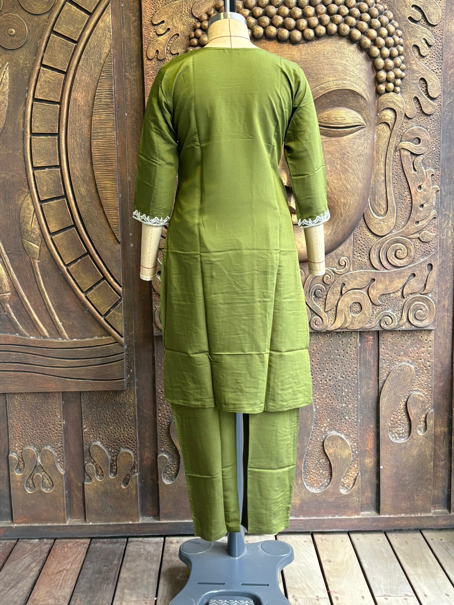Olive Green Kurtha Suit Set