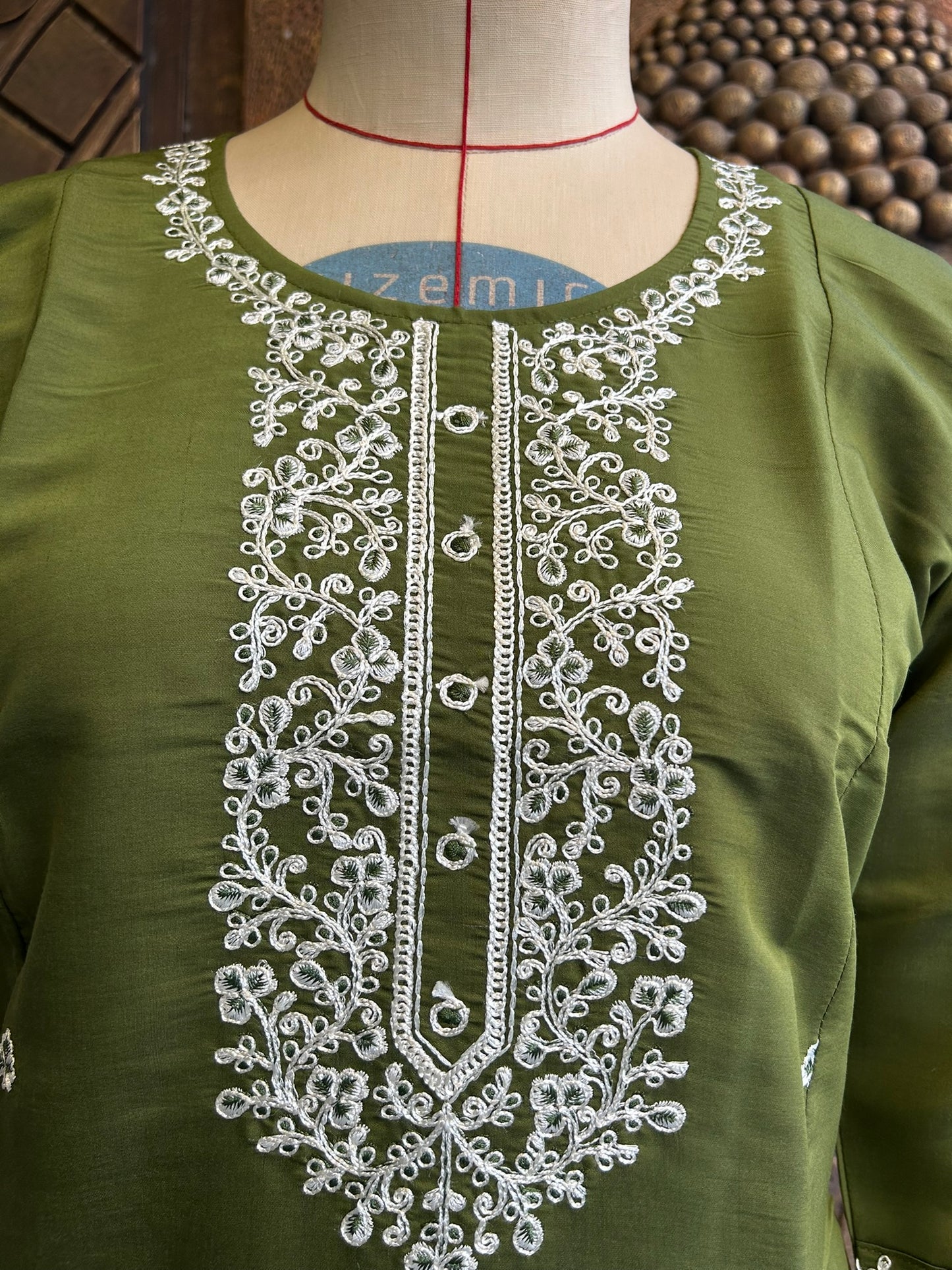 Olive Green Kurtha Suit Set
