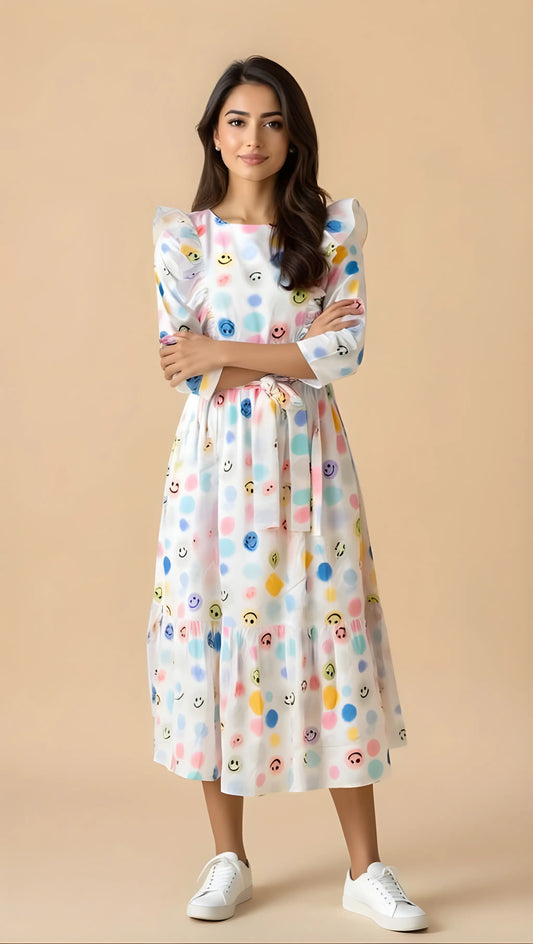 White Polka-dot Maxi Dress