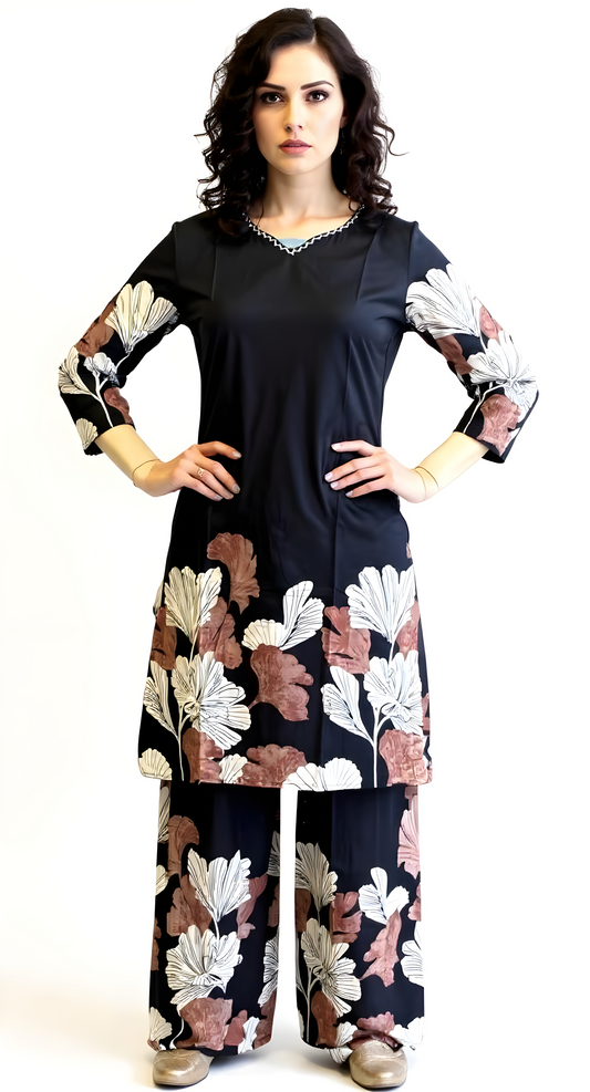Black Floral Coord Set