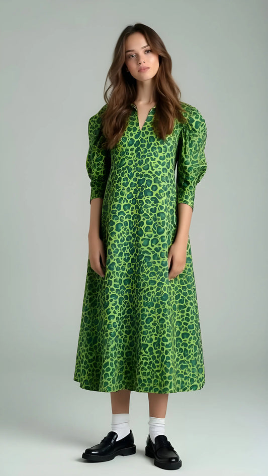 Neon Green Leopard Dress