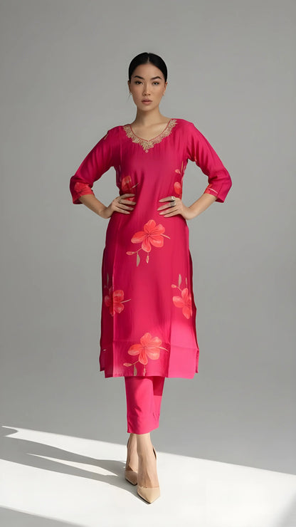 Scarlet Floret Kurti Set