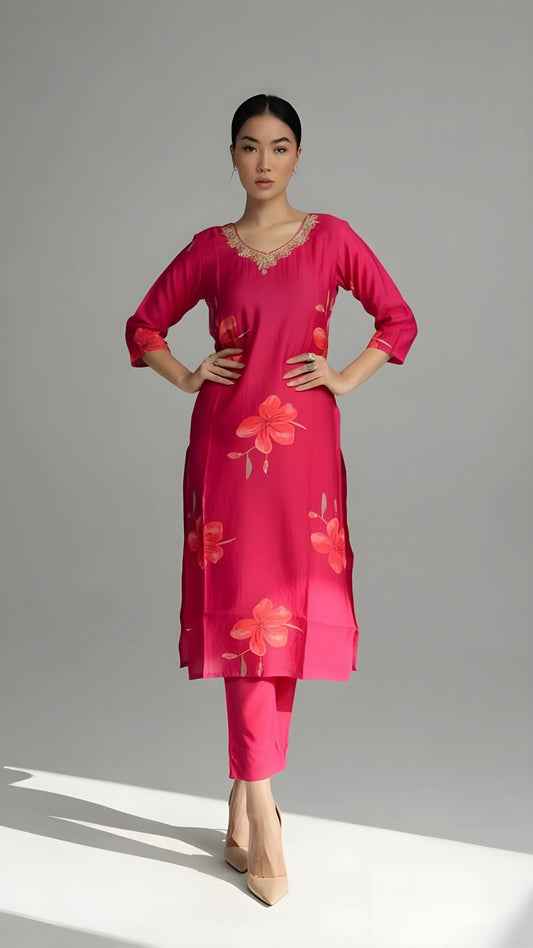 Scarlet Floret Kurti Set