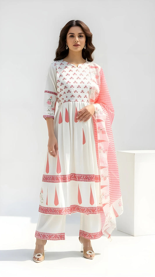 Ivory Pine Bloom Anarkali Set