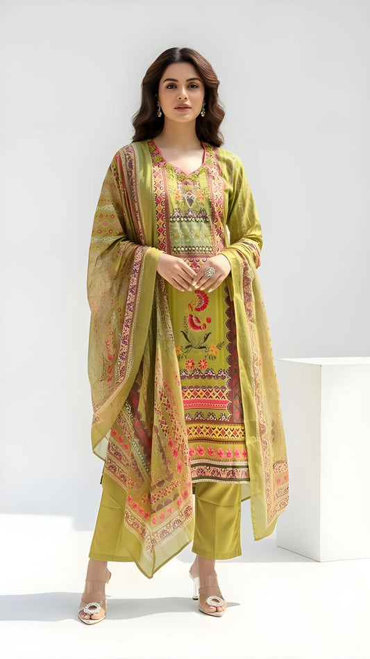 Olive Bloom Kurthi Set