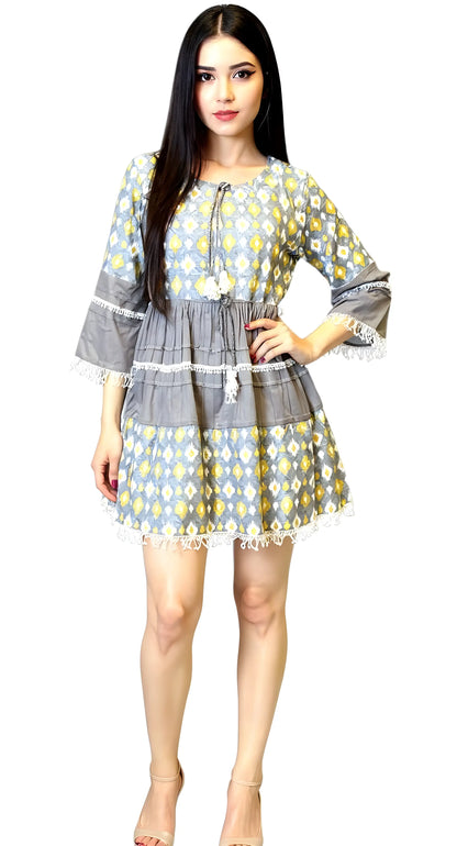 Grey Ditsy Tunic Dress