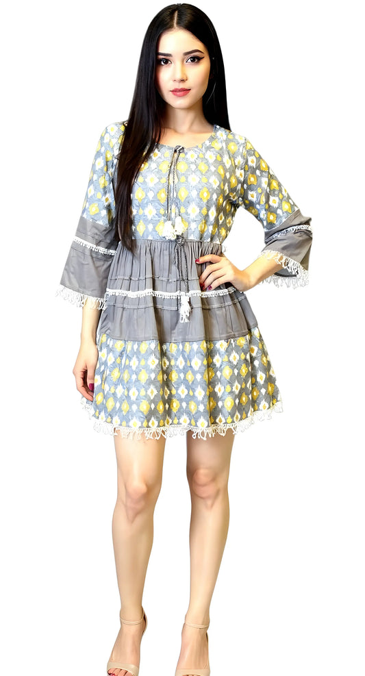 Grey Ditsy Tunic Dress