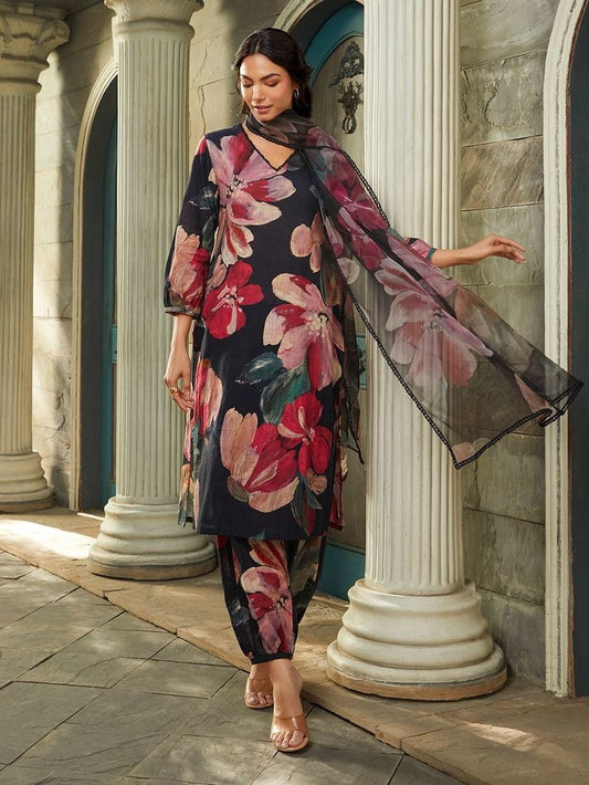 Midnight Floral Kurthi Set
