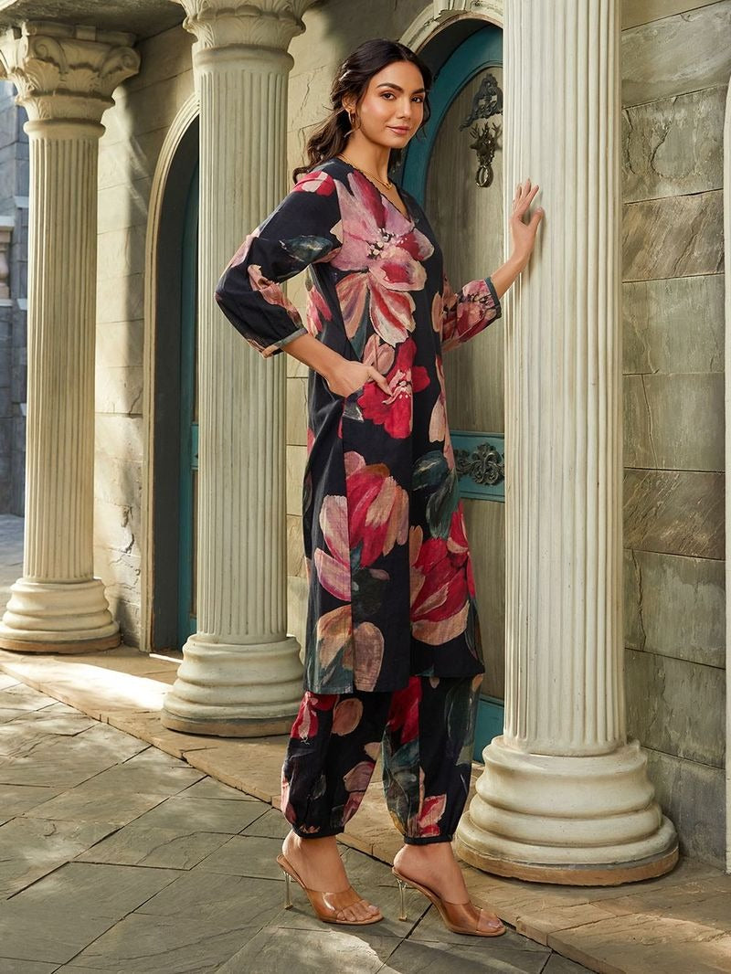 Midnight Floral Kurthi Set
