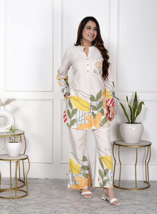 Cream White Botanical Coord set