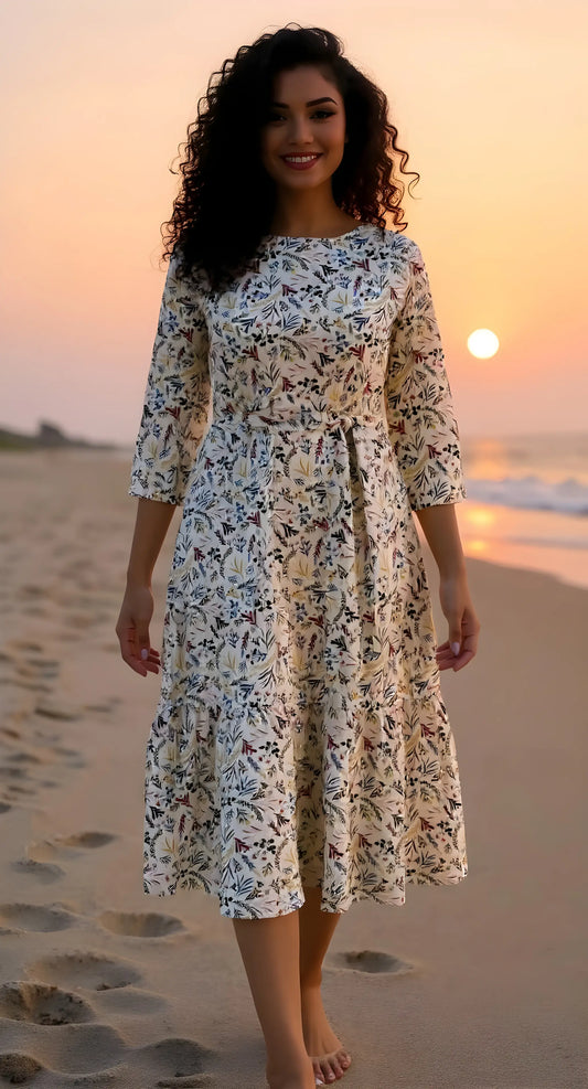 Ecru Floral Maxi Dress