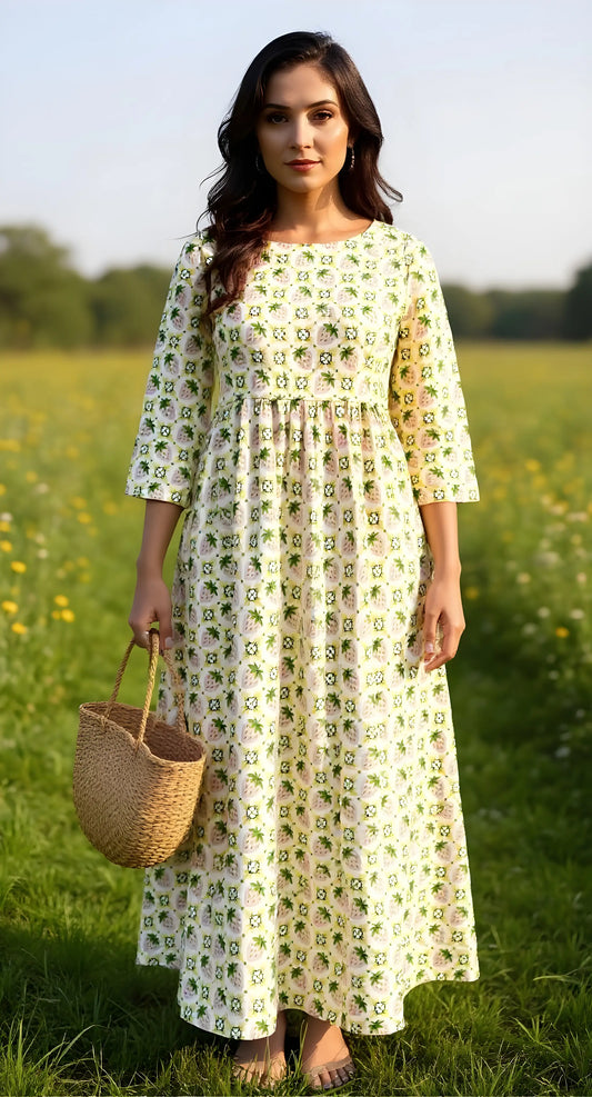 Strawberry Cotton Maxi Dress