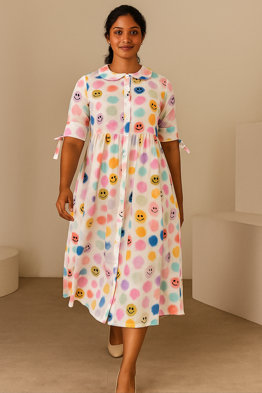 White Smiley Maxi Dress