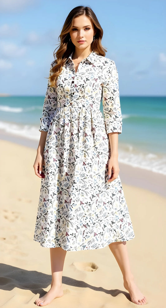 Ivory Floral Maxi Dress